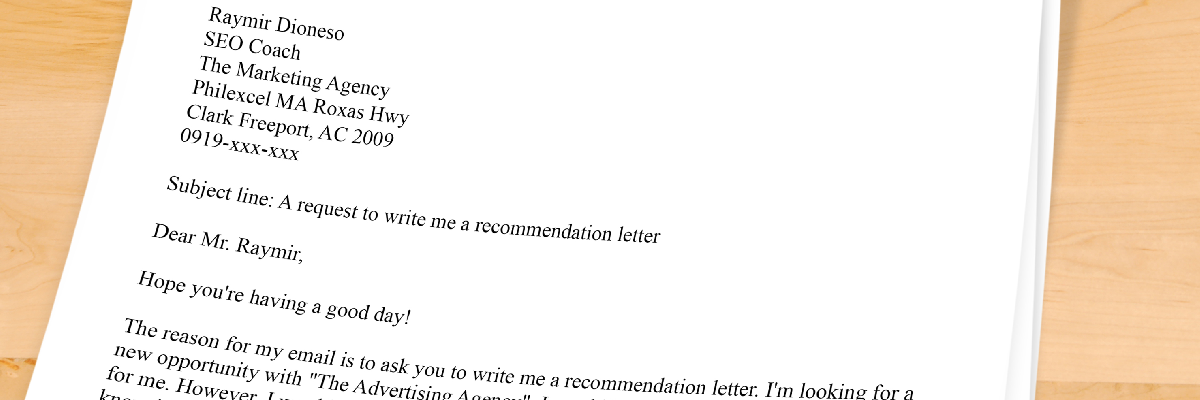 sample of a recommendation letter